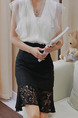 Black Slim Lace Over-Hip High Waist Fishtail Skirt for Casual Office Evening