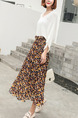 Colorful Chiffon Loose A-Line Printed Laced Adjustable Waist Skirt for Casual
