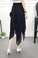 Black Slim Chiffon High Waist Asymmetrical Hem Adjustable Waist Skirt for Casual Party Evening