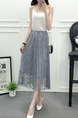 Grey Slim A-Line Hook Flower Cutout Lace Adjustable Waist Skirt for Casual