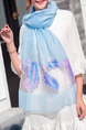 Blue and Pink Cut Flowers Cutout Feather Sun Protection Blending Scarf