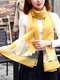 Yellow Cut Flowers Cutout Feather Sun Protection Blending Scarf 
