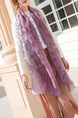 Purple Gradient Cutout Cut Flowers Sun Protection Polyester Scarf 
