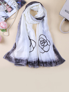 Black and White Satin Ink Painting Windproof Polyester Scarf