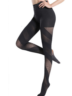 Black Slim Cutout Stripe Polyester and Elasticity Stockings