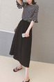 Black Chiffon Loose A-Line Furcal Side Skirt for Casual Office