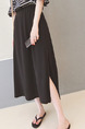 Black Chiffon Loose A-Line Furcal Side Skirt for Casual Office