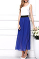 Blue Chiffon Loose Adjustable Waist Double Layer See-Through Skirt for Casual Party