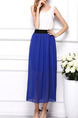 Blue Chiffon Loose Adjustable Waist Double Layer See-Through Skirt for Casual Party