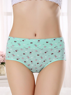 Green Colorful Printed Briefs Cotton Panty