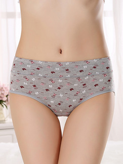 Gray Colorful Printed Briefs Cotton Panty