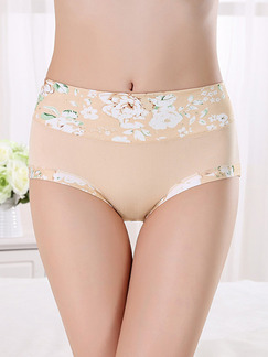 Apricot Printed Briefs Polyester and Elasticity Panty
