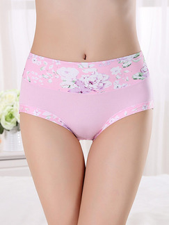 Pink Printed Briefs Polyester and Elasticity Panty