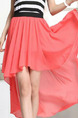Red Loose Asymmetrical Hem Skirt for Casual Beach Party