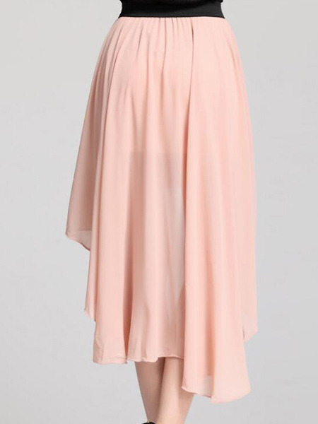 Pink  Loose Asymmetrical Hem Skirt for Casual Party Office