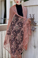Pink Vintage Lace Tie-Dye Cotton and Linen Scarf 

