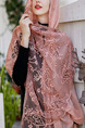 Pink Vintage Lace Tie-Dye Cotton and Linen Scarf