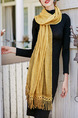 Yellow Lace Tassel Cotton and Linen Scarf