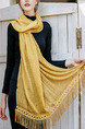 Yellow Lace Tassel Cotton and Linen Scarf