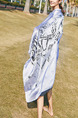 Blue and Black Long Printed Sun Protection Polyester Scarf
