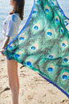 Blue and Green Long Printed Sun Protection Polyester Scarf