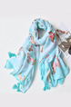 Blue Long Printed Hang Beard Sun Protection Polyester Scarf