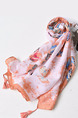 Pink and Blue Long Printed Hang Beard Sun Protection Polyester Scarf