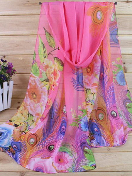 Colorful Printed Chiffon Polyester Scarf