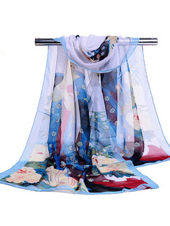 Colorful Printed Chiffon Polyester Scarf