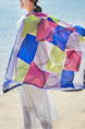 Colorful Satin Contrast Printed  Polyester Scarf