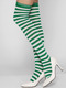 Green and White Contrast Stripe Blending Stockings  