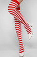Red and White Contrast Stripe Blending Stockings