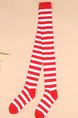 Red and White Contrast Stripe Blending Stockings