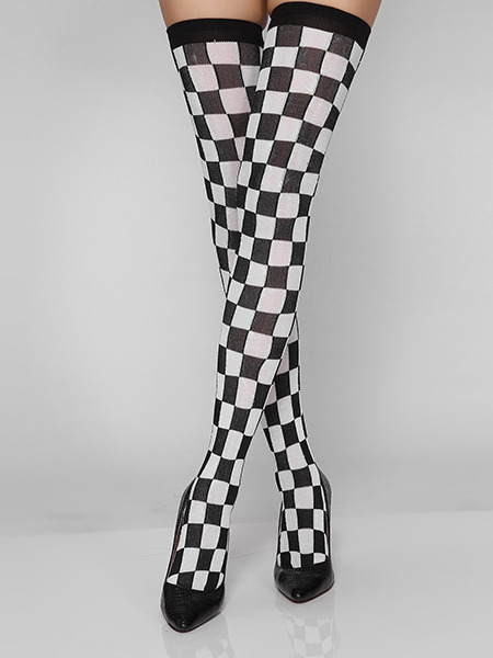 Black and White Contrast Grid  Blending Stockings