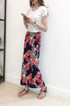 Blue Red and White Chiffon Printed One-Piece High-Waist Band Furcal Over-Hip Skirt for Casual Beach