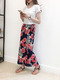 Blue Red and White Chiffon Printed One-Piece High-Waist Band Furcal Over-Hip Skirt for Casual Beach