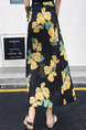 Black Yellow and Green Chiffon Printed One-Piece High-Waist Band Furcal Over-Hip Skirt for Casual Beach