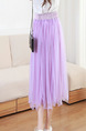 Purple Chiffon A-Line Pleated Double Mesh Ruffle Hem Adjustable Waist Skirt for Casual Party