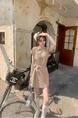 Beige Real Shot Cost-Effective Korean Style Gentle Elegant Lace-up Apron 3D Three-Dimensional Letter Relief Waist Slimming Dress Women