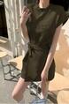 Olive Green Real Shot Cost-Effective Korean Style Gentle Elegant Lace-up Apron 3D Three-Dimensional Letter Relief Waist Slimming Dress Women