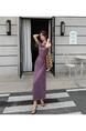 In Stock! 2025 Summer New Purple Chinese Style Oblique Shoulder Swing Collar Dress Female Temperament Waist-Slimming Long Dress
