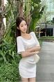 Real Shot and Real Price~ Korean Version of All-Match Large U-Neck T-Shirt for Women, Slim Fit, Solid Color Dress, Short One-Step Skirt Cream