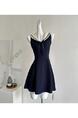 Chi Umbrella Umbrella 25/SS First Visit to Liubenmu Sailor Collar Cotton Wooden Ear Sleeveless Dress in Navy Blue with Beige Accents