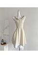 Chi Umbrella Umbrella 25/SS First Visit to Liubenmu Sailor Collar Cotton Wooden Ear Sleeveless Dress in Cream with Navy Blue Accents