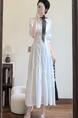 French Style High-Grade Puff Sleeve White Shirt Dress Women's Summer Temperament Long Dress Small Waist-Slimming Dress - White
