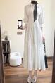 French Style High-Grade Puff Sleeve White Shirt Dress Women's Summer Temperament Long Dress Small Waist-Slimming Dress - White