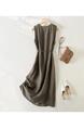 2025 Summer New Simple Elegance Sleeveless Lace-up Tencel Dress Waist-Tight Slimming and Fashionable - Olive Green