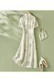 New Chinese Style National Style Buckle Pendant Dress 2025 Summer New Female - Ivory with Floral Print