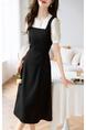 Jacquard Shirt Fake Two-Piece Skirts 2025 Summer New All-Matching Fresh Youthful-Looking Dress Women - Black with Cream Top