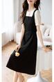 Jacquard Shirt Fake Two-Piece Skirts 2025 Summer New All-Matching Fresh Youthful-Looking Dress Women - Black with Cream Top
